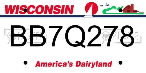 BB7Q278 Wisconsin License Plate