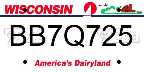 BB7Q725 Wisconsin License Plate