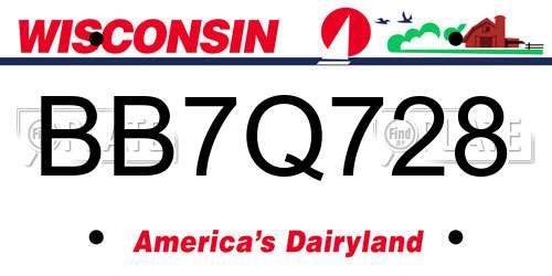 BB7Q728 Wisconsin License Plate