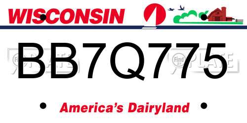 BB7Q775 Wisconsin License Plate