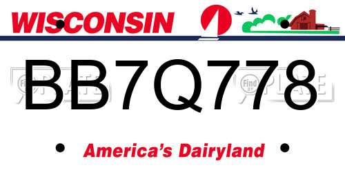 BB7Q778 Wisconsin License Plate
