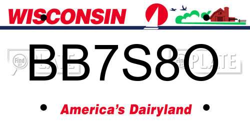 BB7S8O Wisconsin License Plate