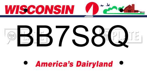 BB7S8Q Wisconsin License Plate
