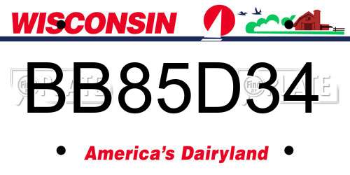 BB85D34 Wisconsin License Plate