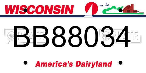 BB88034 Wisconsin License Plate