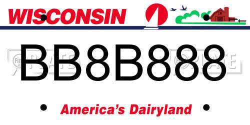 BB8B888 Wisconsin License Plate