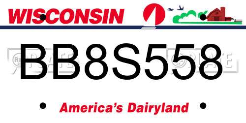 BB8S558 Wisconsin License Plate