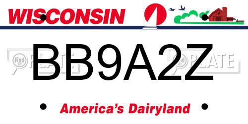 BB9A2Z Wisconsin License Plate