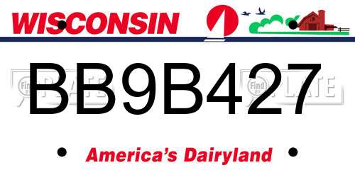 BB9B427 Wisconsin License Plate
