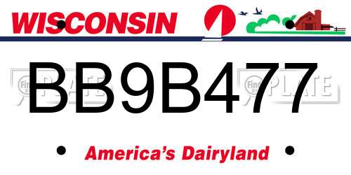 BB9B477 Wisconsin License Plate