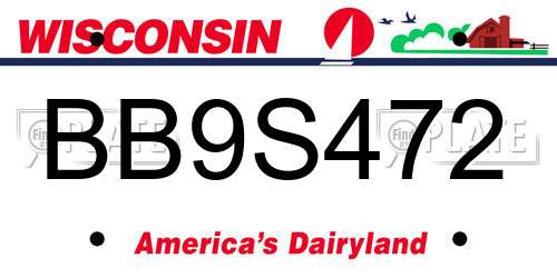 BB9S472 Wisconsin License Plate