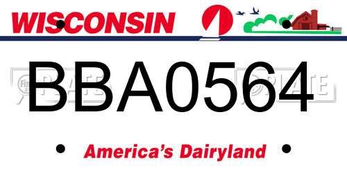 BBA0564 Wisconsin License Plate