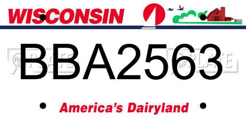 BBA2563 Wisconsin License Plate