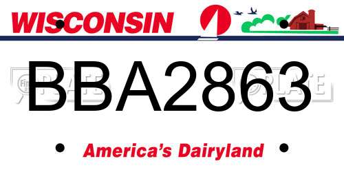 BBA2863 Wisconsin License Plate