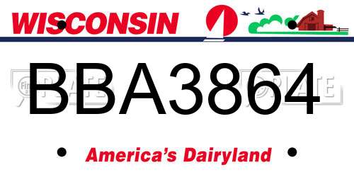 BBA3864 Wisconsin License Plate