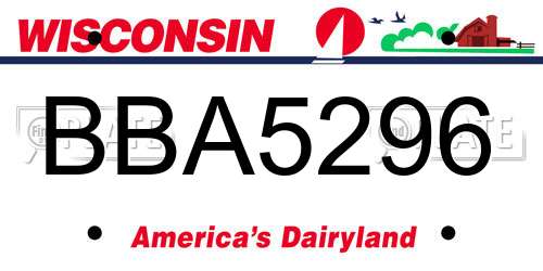 BBA5296 Wisconsin License Plate