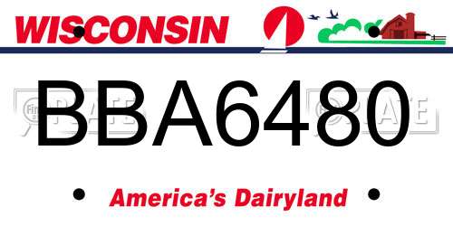 BBA6480 Wisconsin License Plate