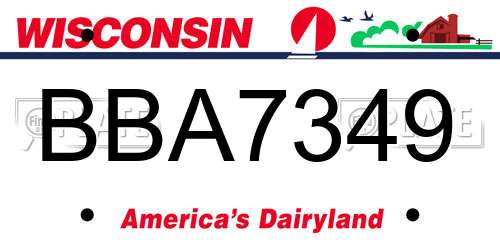 BBA7349 Wisconsin License Plate