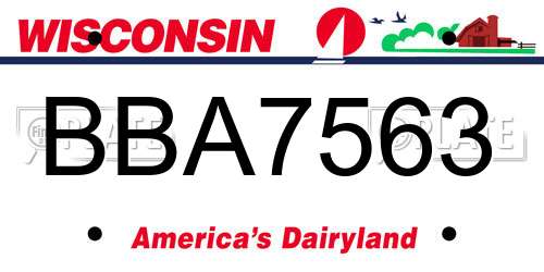 BBA7563 Wisconsin License Plate
