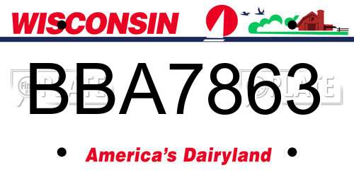 BBA7863 Wisconsin License Plate