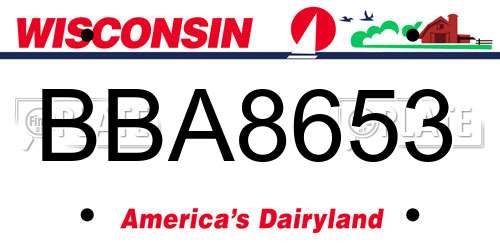 BBA8653 Wisconsin License Plate