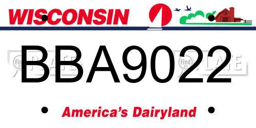 BBA9022 Wisconsin License Plate