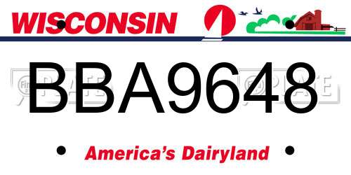 BBA9648 Wisconsin License Plate