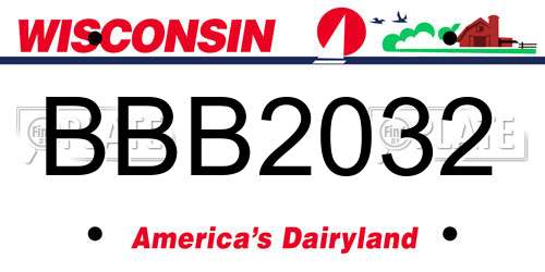 BBB2032 Wisconsin License Plate