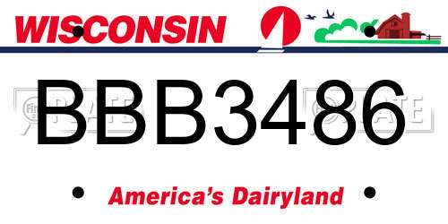 BBB3486 Wisconsin License Plate