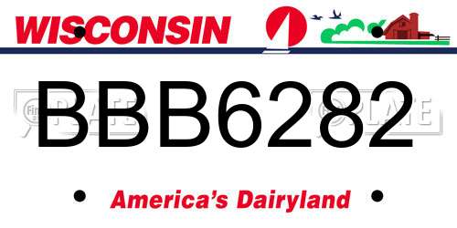 BBB6282 Wisconsin License Plate