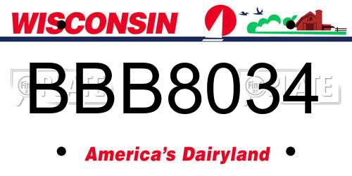 BBB8034 Wisconsin License Plate