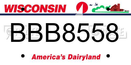 BBB8558 Wisconsin License Plate