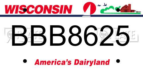 BBB8625 Wisconsin License Plate