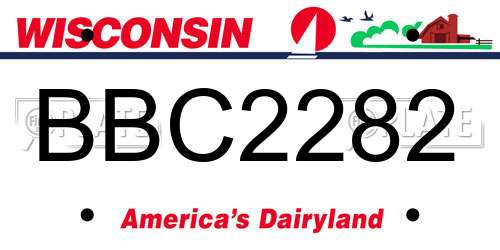 BBC2282 Wisconsin License Plate