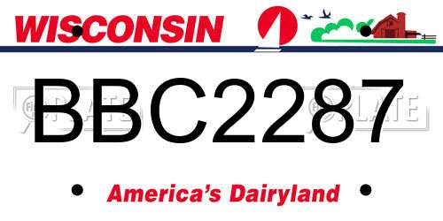BBC2287 Wisconsin License Plate