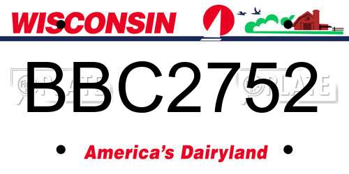 BBC2752 Wisconsin License Plate