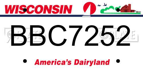 BBC7252 Wisconsin License Plate