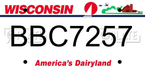 BBC7257 Wisconsin License Plate
