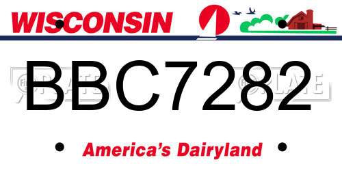 BBC7282 Wisconsin License Plate