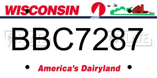 BBC7287 Wisconsin License Plate