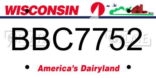 BBC7752 Wisconsin License Plate