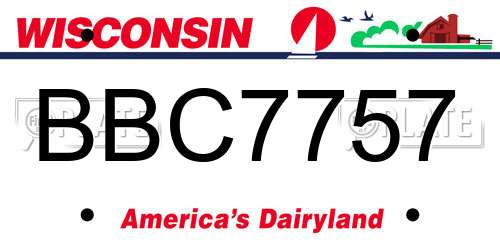 BBC7757 Wisconsin License Plate
