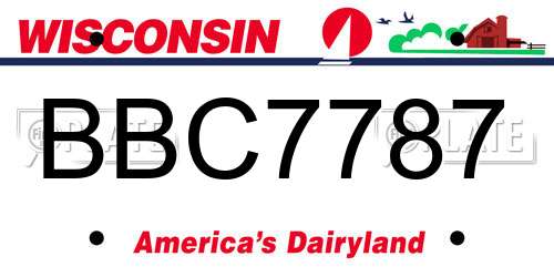 BBC7787 Wisconsin License Plate