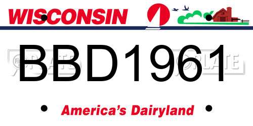 BBD1961 Wisconsin License Plate