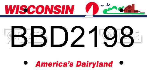 BBD2198 Wisconsin License Plate
