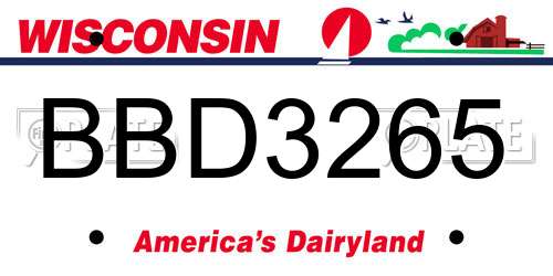 BBD3265 Wisconsin License Plate