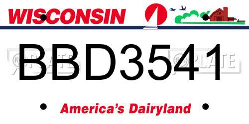 BBD3541 Wisconsin License Plate