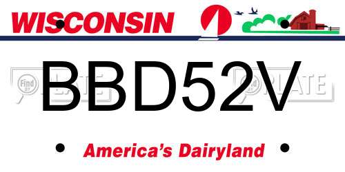 BBD52V Wisconsin License Plate