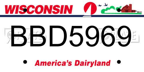 BBD5969 Wisconsin License Plate