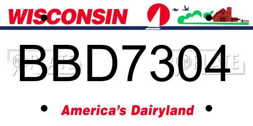 BBD7304 Wisconsin License Plate